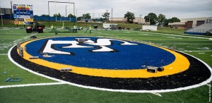 Construction is nearly completed on the new turf at Paul Laird Field. Photo by Dan Hoke, courtesy SOSU Sports Info.