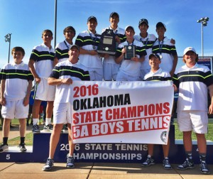 Heritage Hall boys tennis won its third consecutive title and 18th overall. Photo courtesy Heritage Hall Athletics.